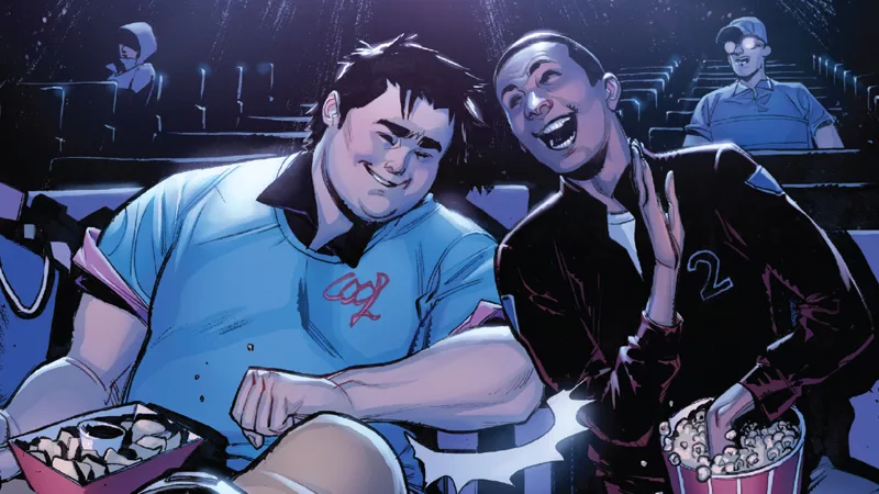 Miles and Ganke having the time of their lives at the end of Spider-Man #240.